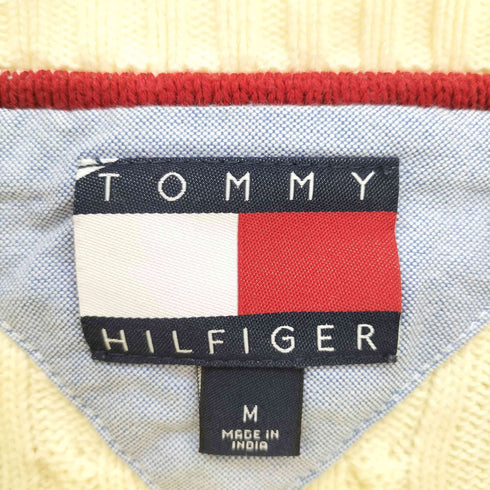 トミーヒルフィガー TOMMY HILFIGER 刺繍 ロゴ ケーブル コットン ニット セーター メンズ import:M