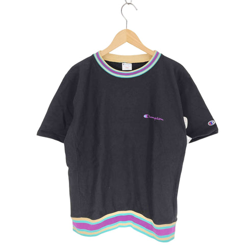 チャンピオン Champion REVERSE WEAVE リバースウィーブ スクリプト ロゴ 刺繍 リブライン S/S スウェット Tシャツ メンズ import:L