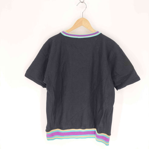 チャンピオン Champion REVERSE WEAVE リバースウィーブ スクリプト ロゴ 刺繍 リブライン S/S スウェット Tシャツ メンズ import:L