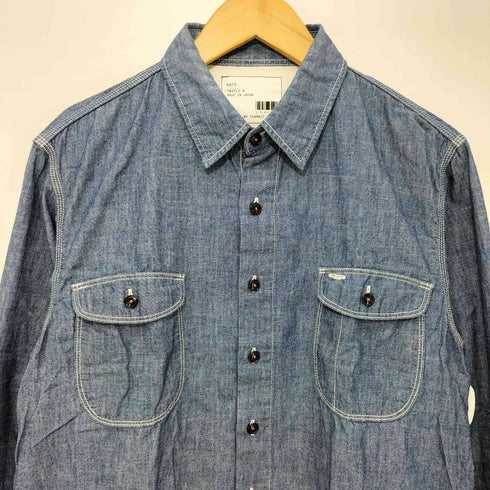 カトー KATO 日本製 ステッチデザイン シャンブレー ワークシャツ メンズ JPN:M