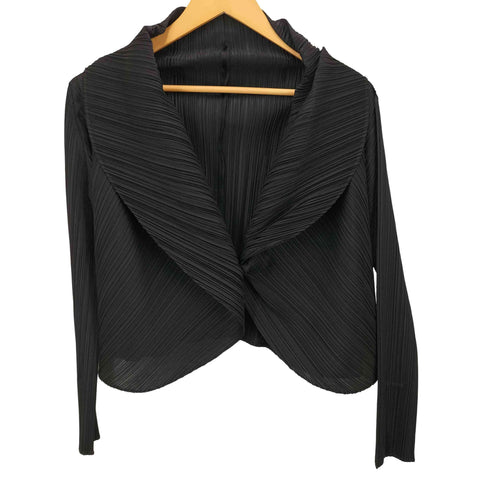 プリーツプリーズイッセイミヤケ PLEATS PLEASE ISSEY MIYAKE 15AW ショールカラー 1B プリーツ カーディガン レディース JPN:3