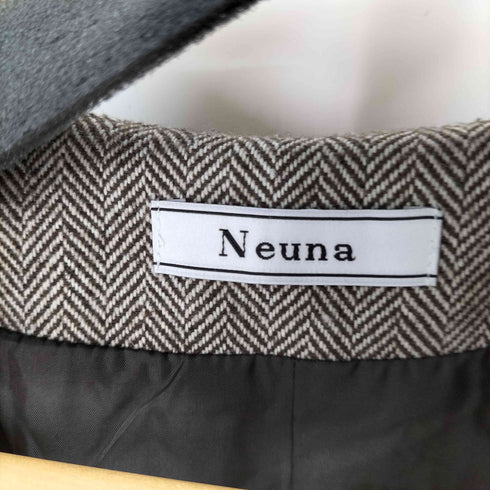 ヌナ neuna ノーカラーヘリンボーン柄ジャケットパンツセットアップ レディース s