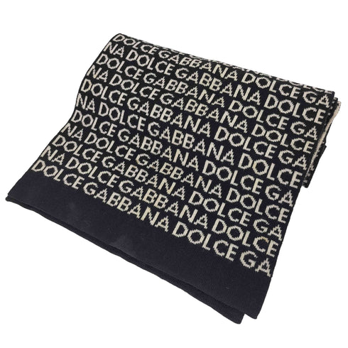 ドルチェアンドガッバーナ DOLCE&GABBANA イタリア製 LANA WOOL ロゴ 総柄 ウール マフラー メンズ