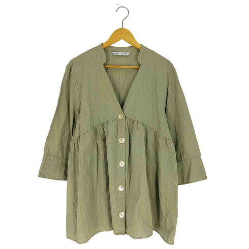 ザラ ZARA リネンコットン シャツチュニック レディース import:M