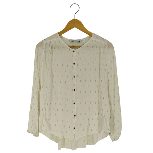 ザラ ZARA ゴールドディテール シャツブラウス レディース import:M