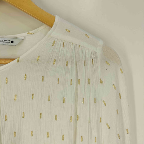 ザラ ZARA ゴールドディテール シャツブラウス レディース import:M