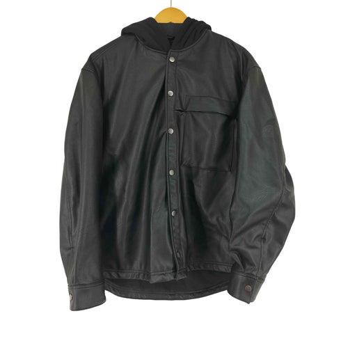 ザラ ZARA HOODED FAUX LEATHER OVERSHIRT メンズ US L