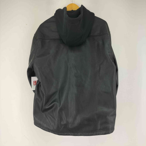 ザラ ZARA HOODED FAUX LEATHER OVERSHIRT メンズ US L