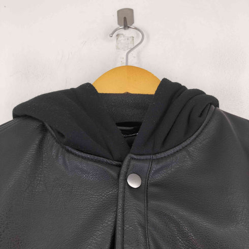 ザラ ZARA HOODED FAUX LEATHER OVERSHIRT メンズ US L