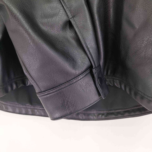 ザラ ZARA HOODED FAUX LEATHER OVERSHIRT メンズ US L