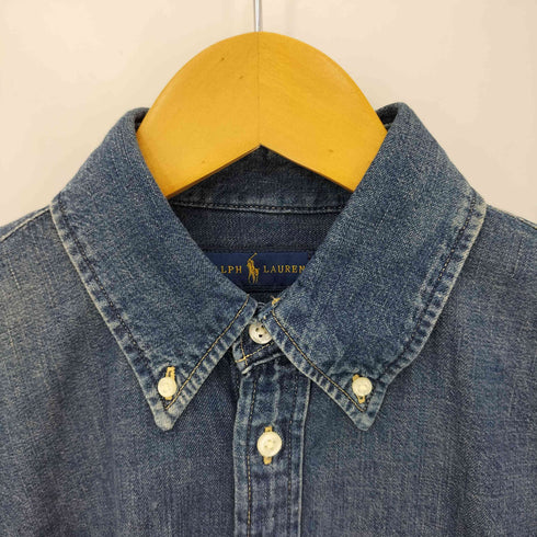 ラルフローレン RALPH LAUREN ポニー刺繍 BD デニムシャツ ワンピース レディース import:M