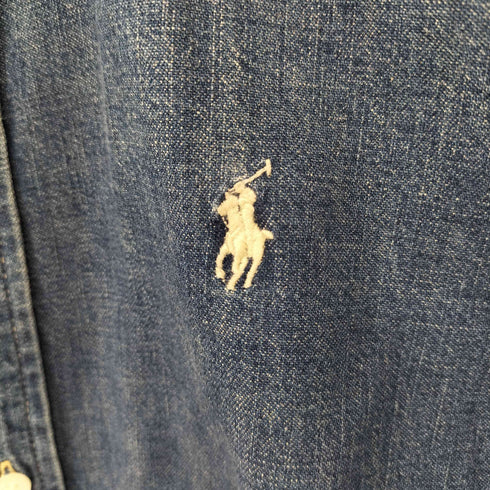 ラルフローレン RALPH LAUREN ポニー刺繍 BD デニムシャツ ワンピース レディース import:M