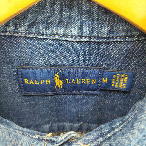 ラルフローレン RALPH LAUREN ポニー刺繍 BD デニムシャツ ワンピース レディース import:M