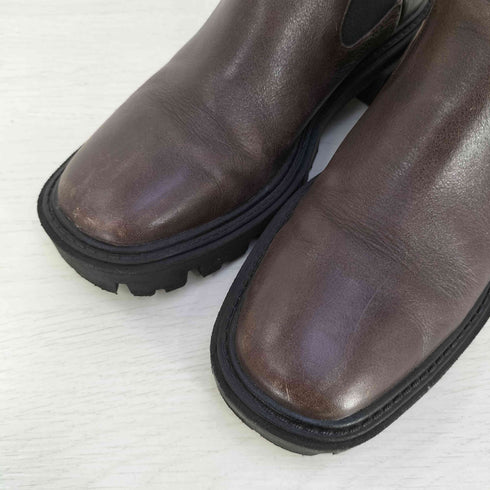 ザラ ZARA トラックソール サイドゴア レザー ショートブーツ レディース EU:37