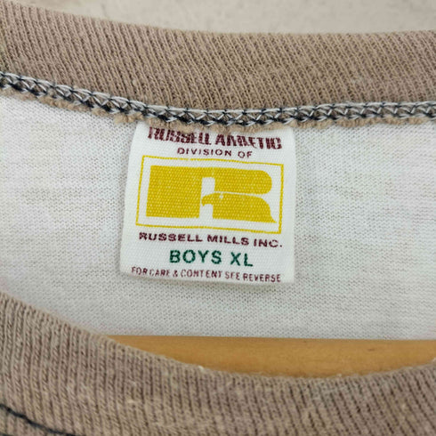 ラッセルアスレチック RUSSELL ATHLETIC USA製 金タグ リンガーTシャツ レディース BOYS XL