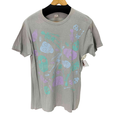 ヘルスニット Healthknit 80s USA製 スカルプリントTシャツ シングルステッチ メンズ import:XL