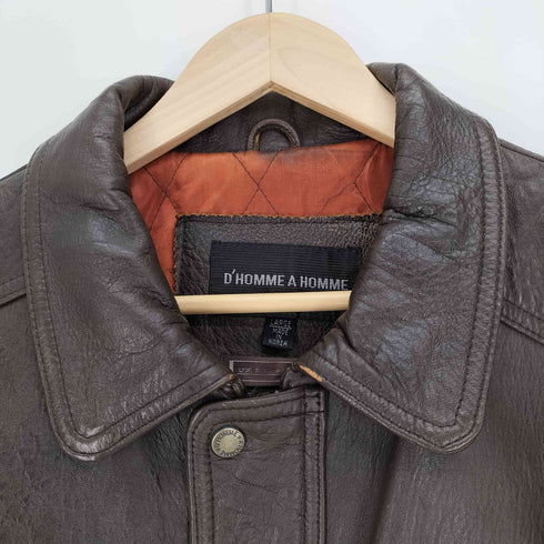 D'HOMME A HOMME 韓国製 シープレザー 裏地 キルティング ジャケット ハーフ コート メンズ import:L