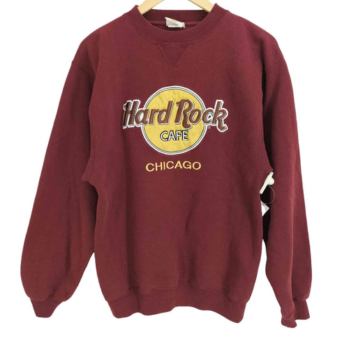 ハードロックカフェ Hard Rock Cafe 90-00s CHICAGO ロゴ 刺繍 Vガゼット クルーネック スウエット メンズ