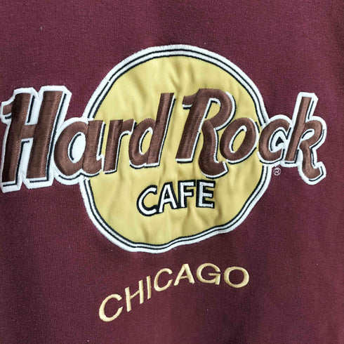 ハードロックカフェ Hard Rock Cafe 90-00s CHICAGO ロゴ 刺繍 Vガゼット クルーネック スウエット メンズ