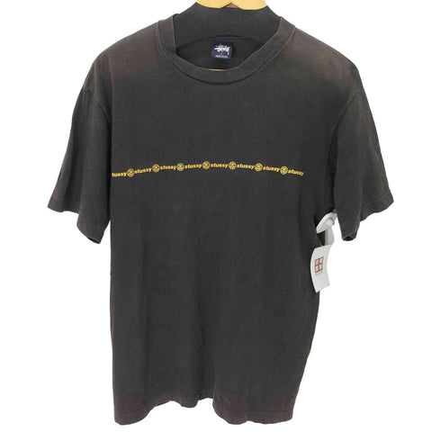 ステューシー Stussy 90s 紺タグ USA製 ロゴプリントTシャツ メンズ import:L