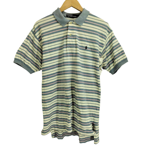 ポロバイラルフローレン Polo by RALPH LAUREN 90s ポニー刺繍 ボーダー 半袖 ポロシャツ レディース import:M