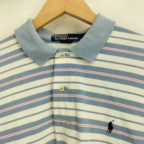 ポロバイラルフローレン Polo by RALPH LAUREN 90s ポニー刺繍 ボーダー 半袖 ポロシャツ レディース import:M