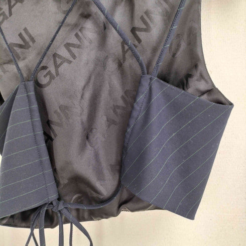 ガニー Ganni 21SS レーヨン ストレッチ ストライプ クロップド トップス レディース FREE