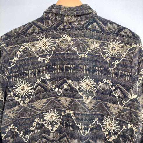 チコズデザイン CHICOS DESIGN 90S コットン混 シルク 刺し子 総柄 刺繍 シャツ レディース 1