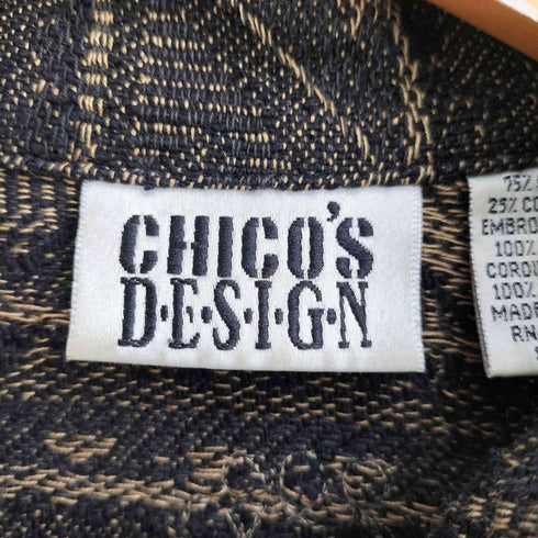 チコズデザイン CHICOS DESIGN 90S コットン混 シルク 刺し子 総柄 刺繍 シャツ レディース 1