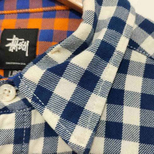 ステューシー Stussy 7分袖 チェックシャツ メンズ L