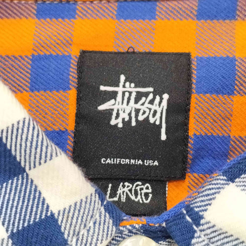 ステューシー Stussy 7分袖 チェックシャツ メンズ L