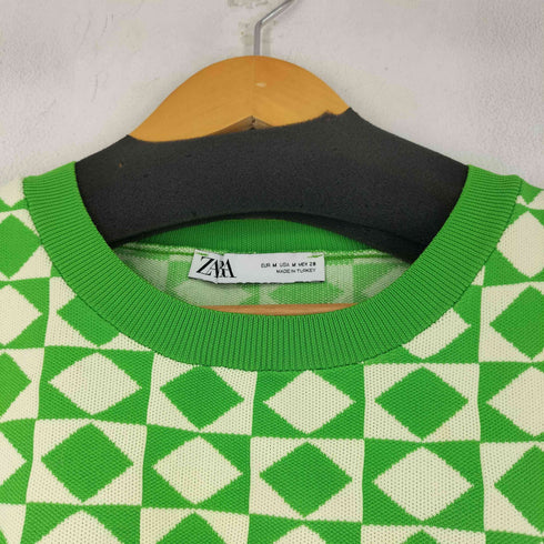 ザラ ZARA 総柄 クロップド ニットベスト レディース US M