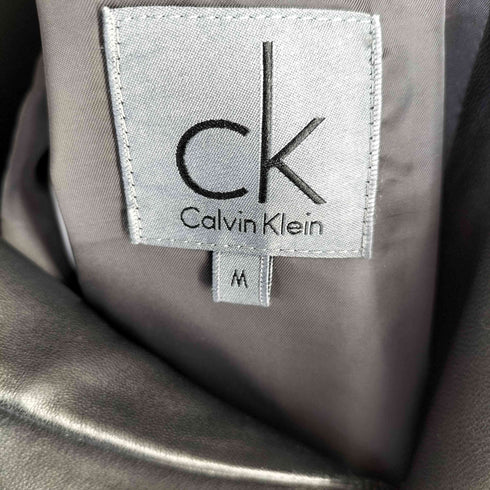 カルバンクライン CALVIN KLEIN レザーシングルテーラードジャケット メンズ import:M