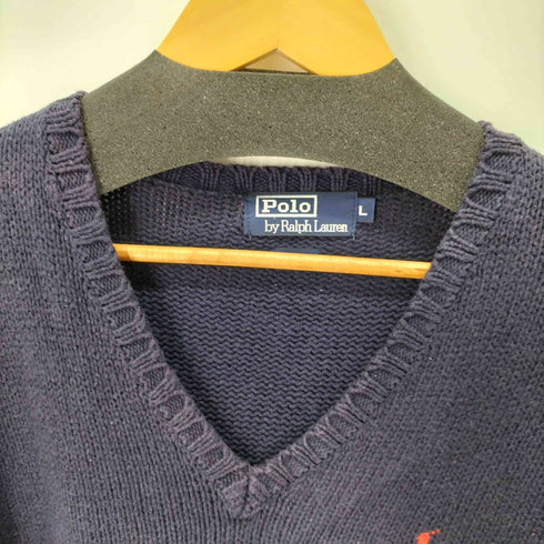 ポロバイラルフローレン Polo by RALPH LAUREN ポニー刺繍 コットンVネックセーター メンズ import:L