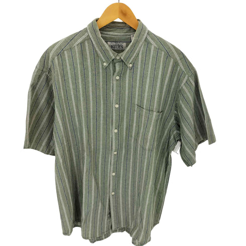 CLASSIC BLUES ストライプ フロントポケット BD S/S シャツ メンズ import:XL