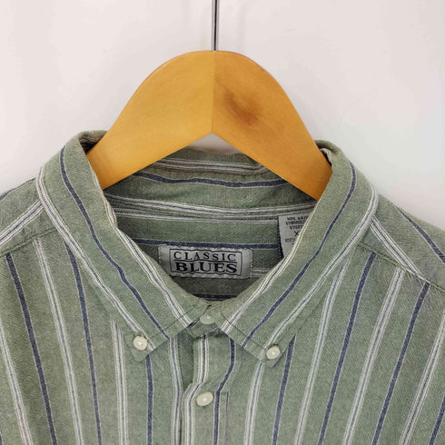 CLASSIC BLUES ストライプ フロントポケット BD S/S シャツ メンズ import:XL