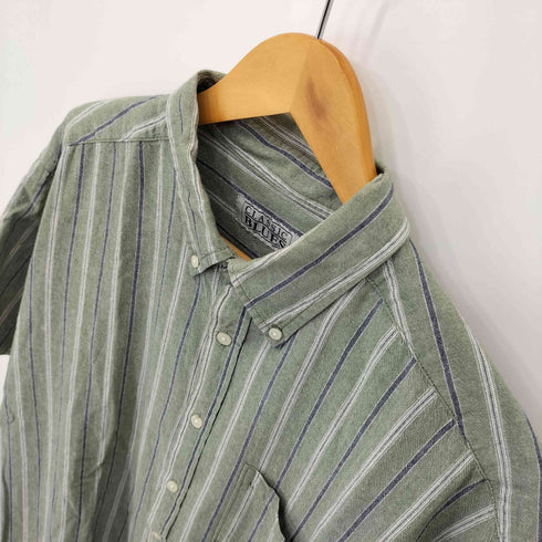 CLASSIC BLUES ストライプ フロントポケット BD S/S シャツ メンズ import:XL