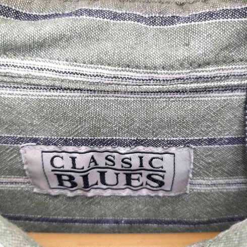 CLASSIC BLUES ストライプ フロントポケット BD S/S シャツ メンズ import:XL