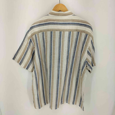 MONTAGUT ロゴ刺繍 フロントポケット ストライプ S/S ノーカラーシャツ メンズ import:XL