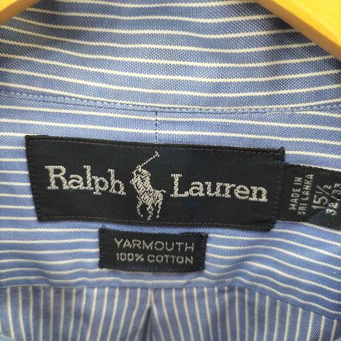 ラルフローレン RALPH LAUREN 90S YARMOUTH ポニー刺繍 ストライプ DB L/S シャツ メンズ 32/33