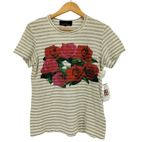 トリココムデギャルソン tricot COMME des GARCONS ローズプリント ボーダー クルーネックTシャツ レディース JPN:S