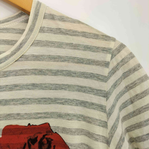 トリココムデギャルソン tricot COMME des GARCONS ローズプリント ボーダー クルーネックTシャツ レディース JPN:S