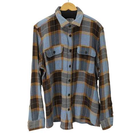 ザラ ZARA L/S チェックシャツ メンズ import:L