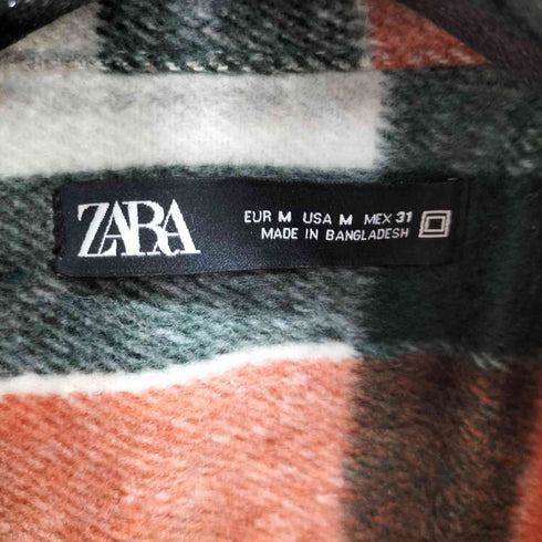 ザラ ZARA フランネルチェックシャツジャケット メンズ import:M