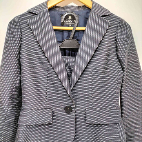 ランバン LANVIN ひし形ドット 1B クロップド テーラードジャケット スカートセットアップ レディース 36