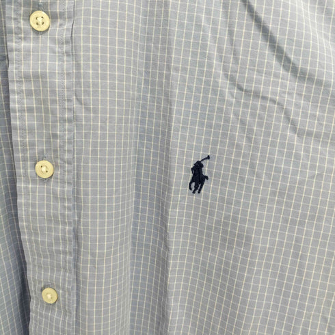 ラルフローレン RALPH LAUREN BLAKE ポニー 刺繍 TWO PLY COTTON チェック L/S シャツ メンズ import:L