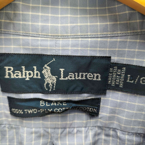 ラルフローレン RALPH LAUREN BLAKE ポニー 刺繍 TWO PLY COTTON チェック L/S シャツ メンズ import:L