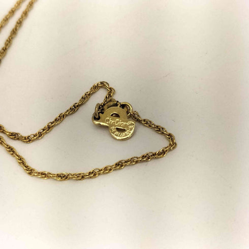 ディオール Dior GERMANY VINTAGE ストーントップ メッキ ネックレス レディース