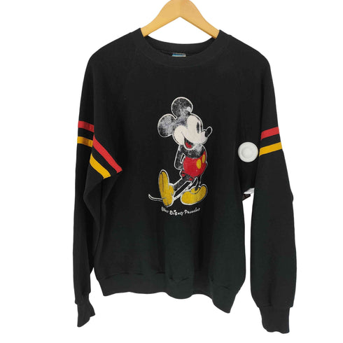 80s USA製 フロントキャラクターフロッキープリントラグランスウェット メンズ JPN:XL