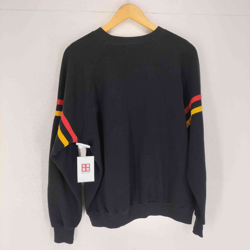 80s USA製 フロントキャラクターフロッキープリントラグランスウェット メンズ JPN:XL
